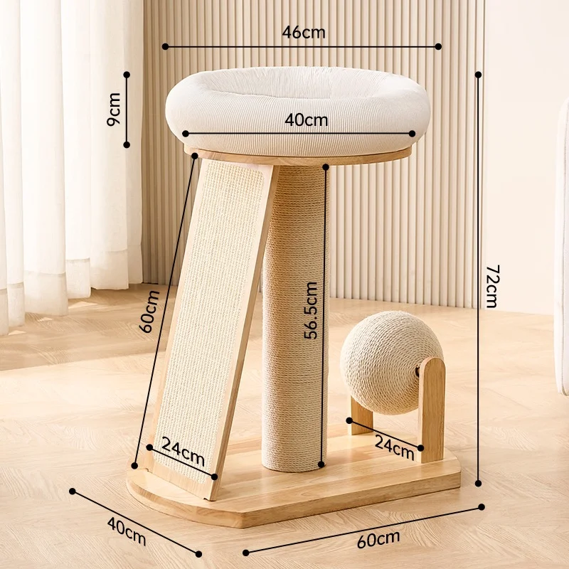 Wooden Cat Trees with Sisal Scratching Mats - style option 6