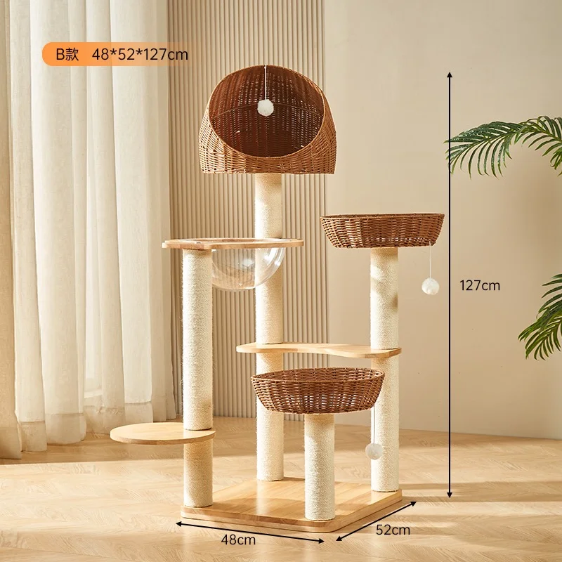 Wooden Cat Trees with Sisal Scratching Mats - style option 7