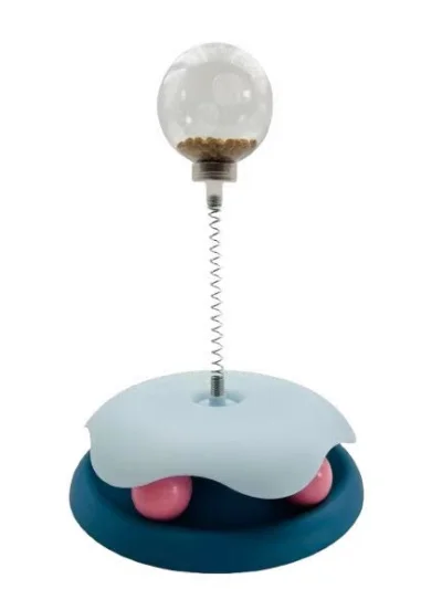 Interactive Cat Feeder and Wobble Toys - Rotating food-dispensing cat toy