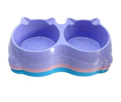 Plastic Pet Bowls and Double Feeding Bowls - Double-handle cat bowl