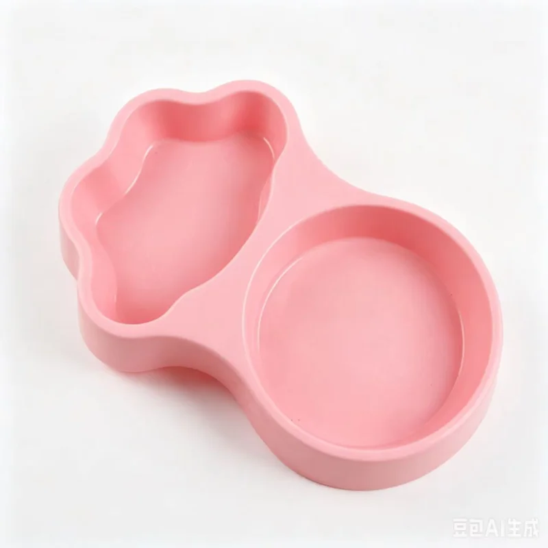 Plastic Pet Bowls and Double Feeding Bowls - Cat-paw plastic double bowl