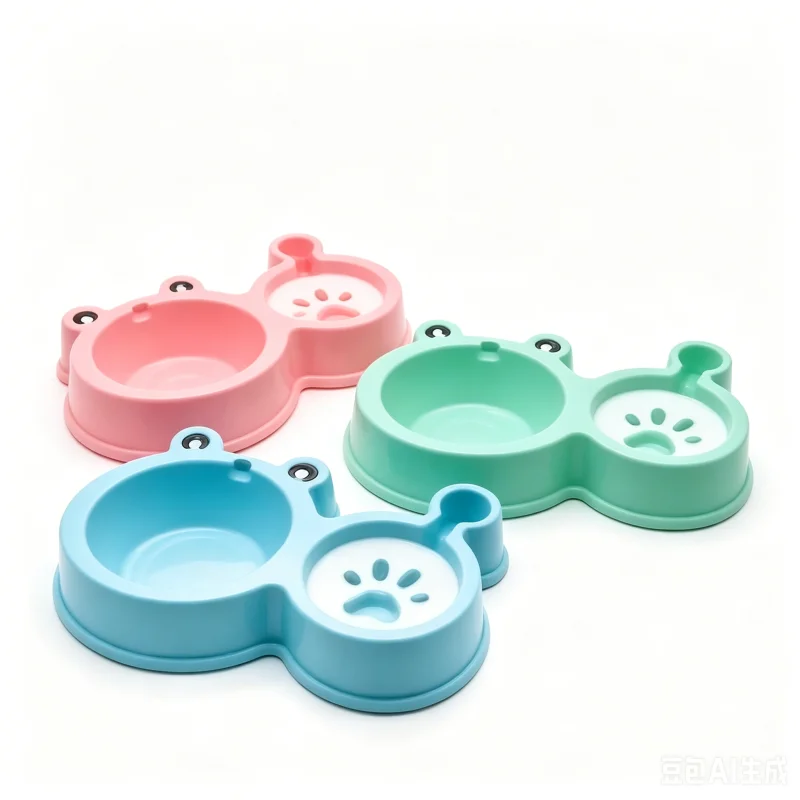 Plastic Pet Bowls and Double Feeding Bowls - Frog-style water storage bowl