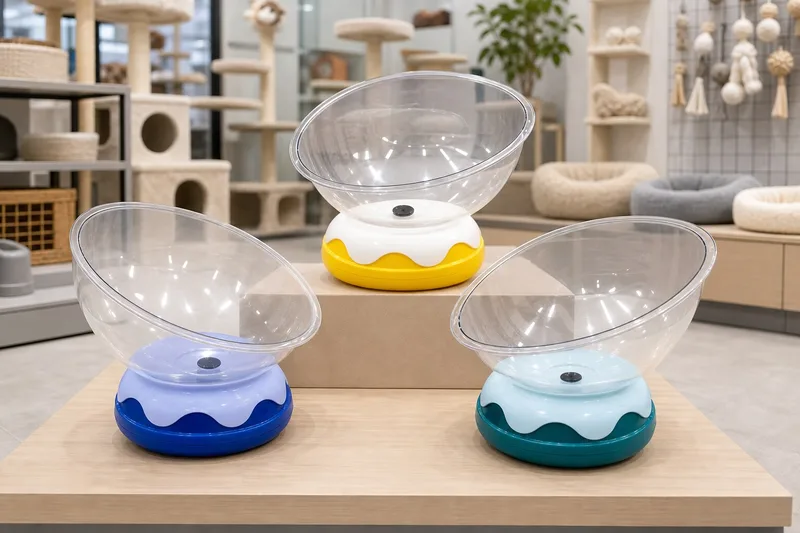 Transparent cat space capsule beds displayed as a modern cat rest product family