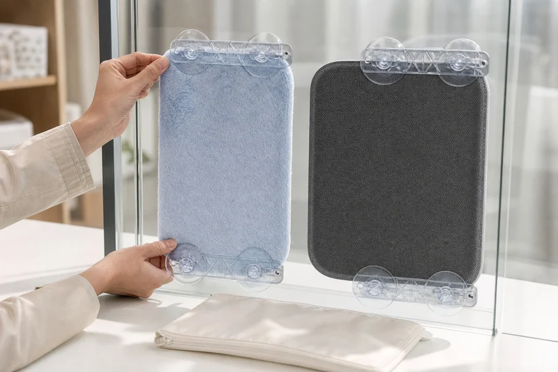 Clear suction-cup hardware and fabric options reviewed on window-mounted pet hammock beds